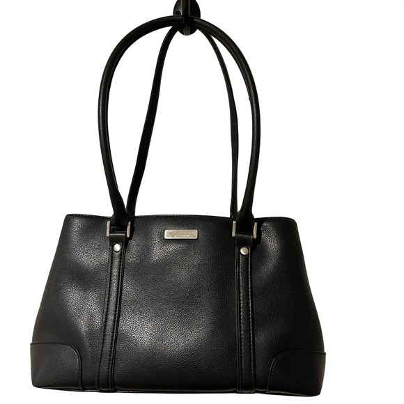 Liz Claiborne Handbags - Liz Claiborne Black Pebbled Faux Leather Work‎ Tote Shoulder Bag
